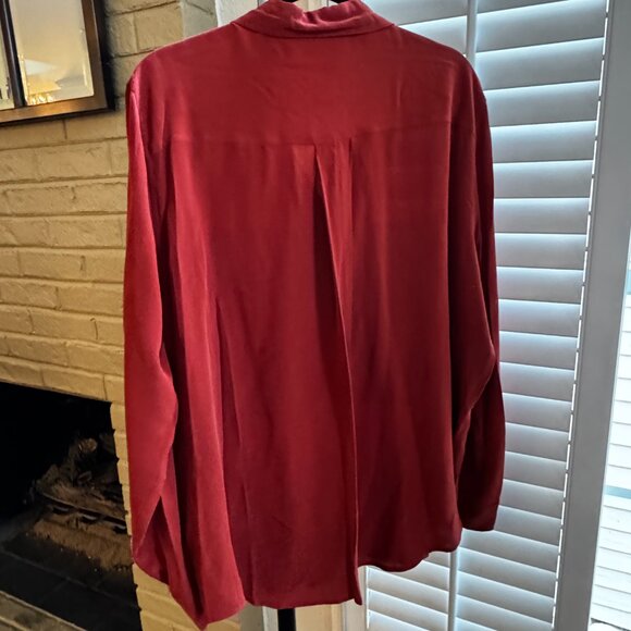 Spanx 100% Silk Rust Long Sleeve Button Down - Picture 2 of 4
